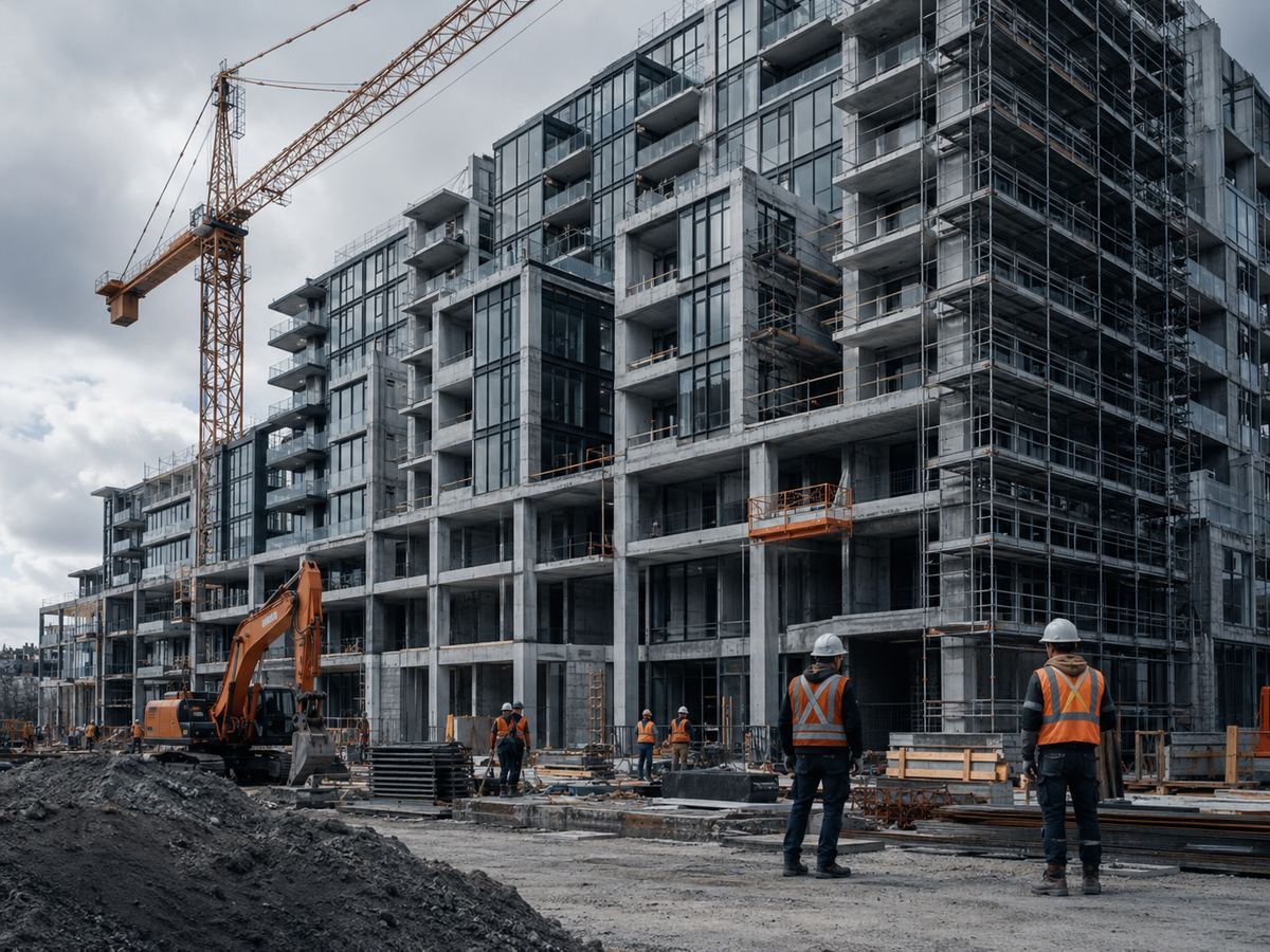 Plac budowy hali przemysłowej z konstrukcją stalową